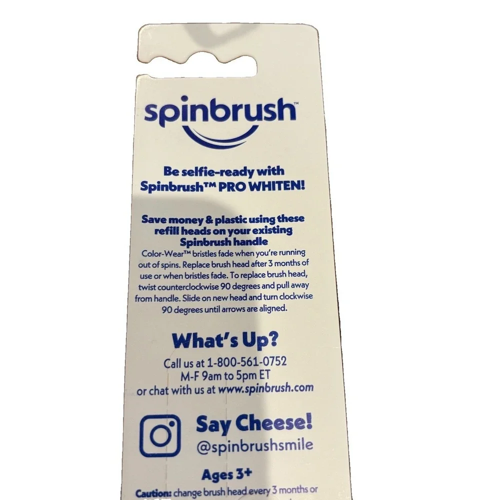 Spinbrush Pro White Replacement Brush Heads 2 Heads SOFT New In Package